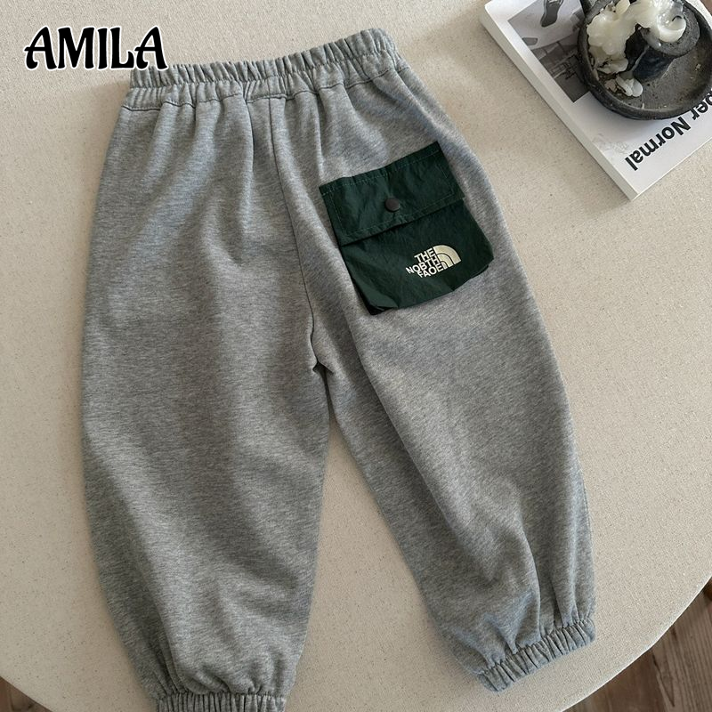 Quần thể thao thời trang trẻ em amila với thiết kế túi cho mùa thu, quần thường ngày cho nam nữ