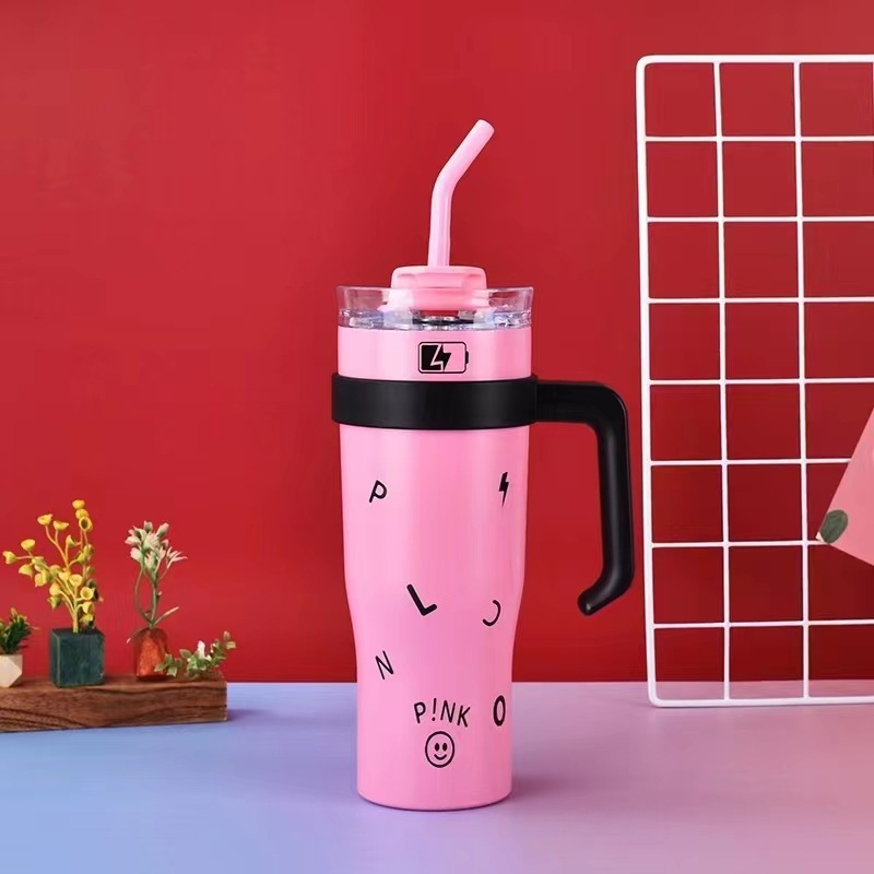 Lớn Mac 304 Cốc giữ nhiệt 40oz Cốc có tay cầm giá trị cao của phụ nữ ống hút cup dung tích lớn xe di động cốc nước