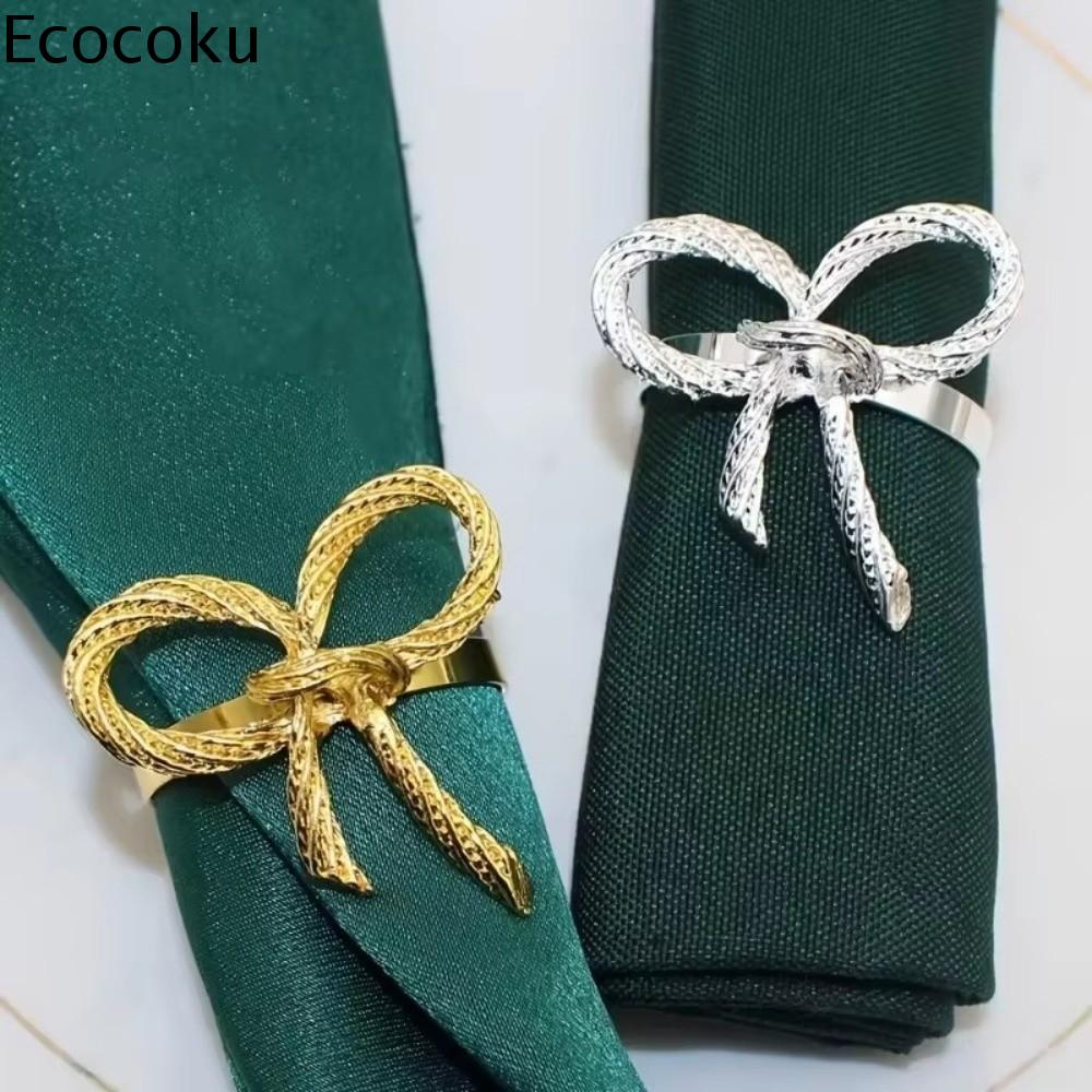 ECOCOKU 6 Pieces Thanh lịch Nhẫn khăn ăn hình nơ Mạnh mẽ Hợp kim kẽm Khóa khăn ăn Trang trí ngày lễ Đa chức năng Nhẫn giấy Trang trí bàn tiệc cưới