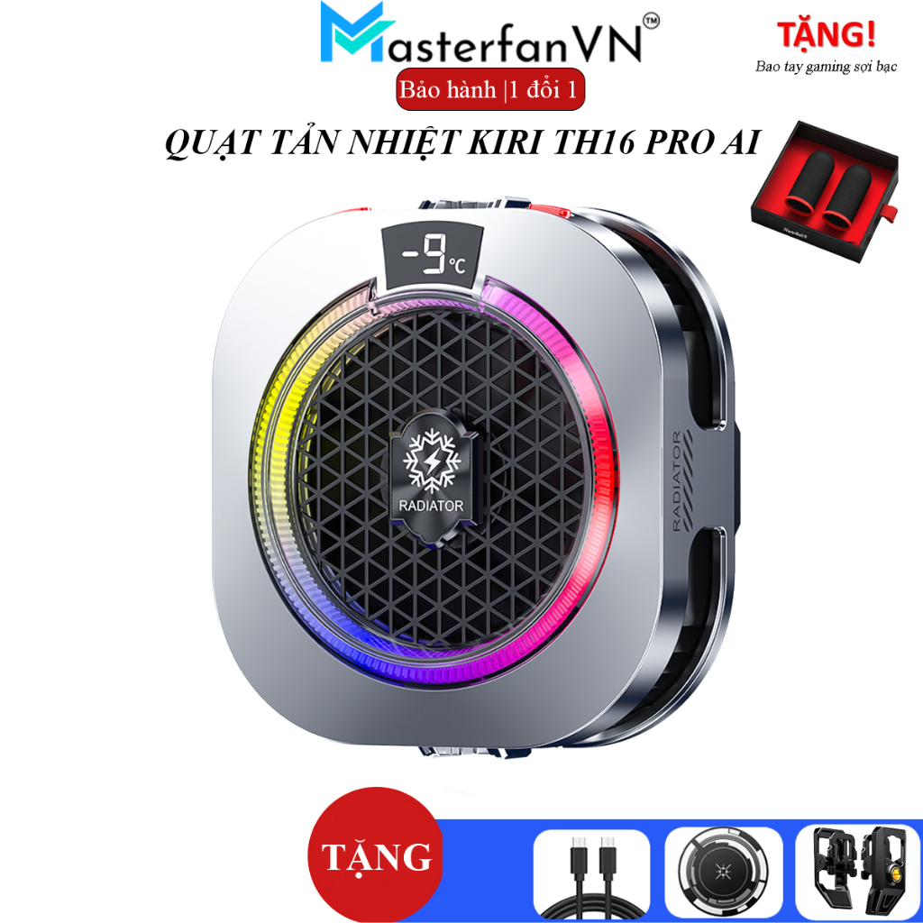 Kiri Th16 Pro Ai Cooling Fan - Phone Cooling Fan, Adjustable Wind Speed, Max Capacity 24W - Warranty 3 Months 1 for 1 Exchange Giá 299,000 Đồng*Miễn phí vận chuyển