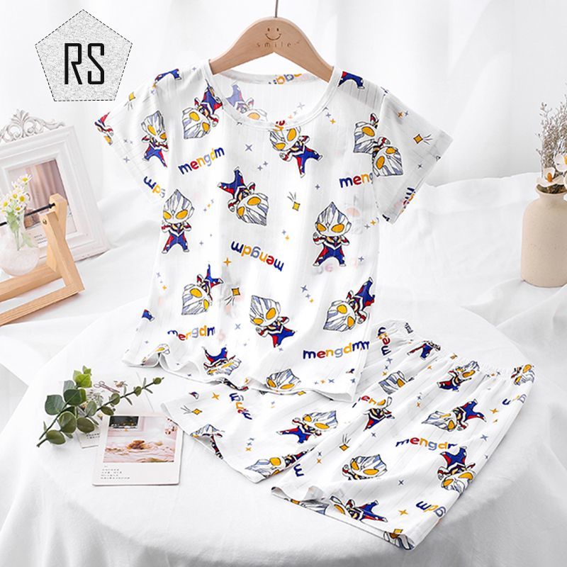 REALSELF ชุดนอนเด็กชาย ชุดนอนเด็กพิมพ์ลายการ์ตูนสุดน่ารัก เสื้อผ้าเลานจ์ชุดนอนผ้าฝ้ายที่สะดวกสบายสำหรับเด็ก2431 ราคา 129 บาท*ส่งฟรี