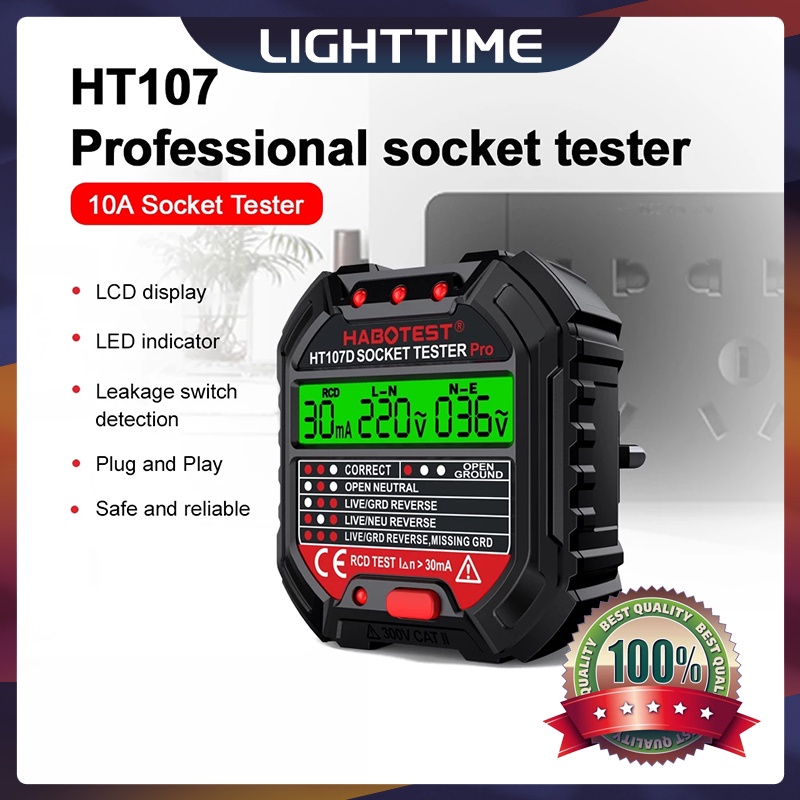 Thiết bị kiểm tra điện áp ht107 có đèn nền phích cắm us eu uk