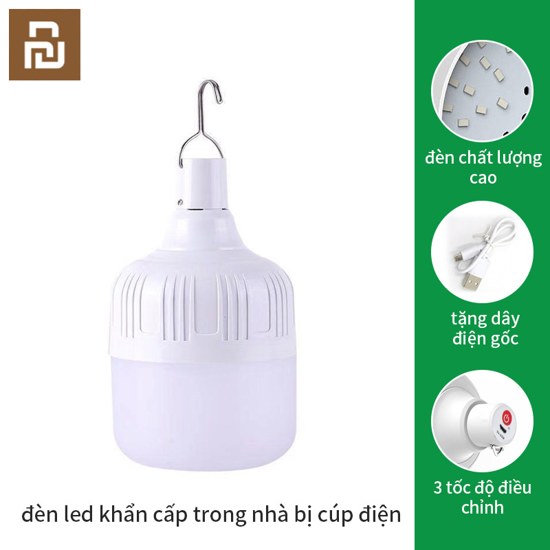 YouPin Bóng Đèn Tích Điện Tích Điện Sử Dụng 6-8H Chống Nước 3 Chế Độ Có Điều Khiển tích điện LED sạc