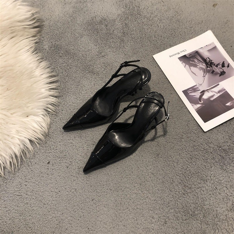 Giày Sandal Cao Gót Nữ Mũi Nhọn Quai Mảnh Bóng Cao Cấp Đế 5cm Thời Trang Khí Chất Phong Cách Anh Quốc CG22 Taoladyshoes - 5