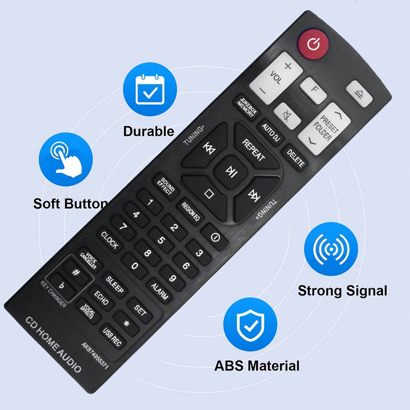 Replace AKB74955371 Remote for LG Mini CD Home Audio Hi-Fi System Remote AKB74955371 Durable
