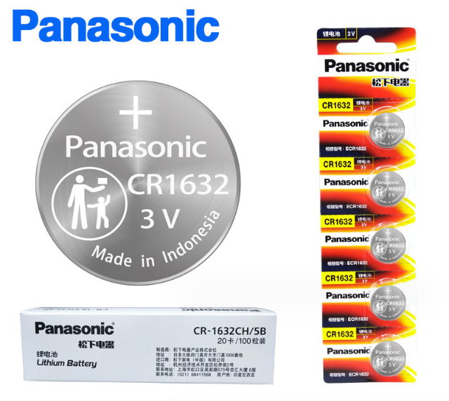 Vỉ 5 pin cr1632 3V lithium PANASONIC dùng cho cảm biến áp suất lốp chìa khoá cân... HÀNG CHÍNH HÃNG MỚI 100%
