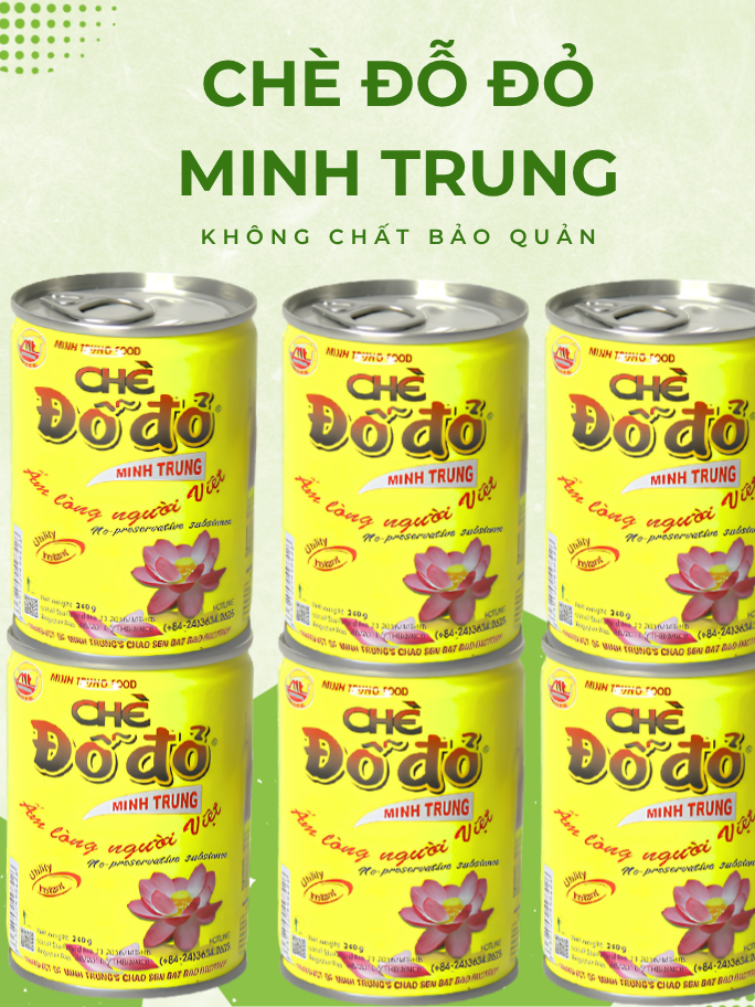 COMBO 10 Lon Chè Đỗ Đỏ Minh Trung 240g Chè Đậu Đỏ Cháo Ăn Liền Không Chất Bảo Quản
