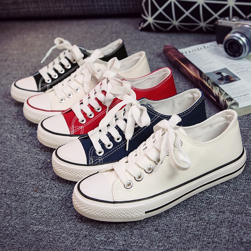 Giày sneaker vải canvas phong cách Hàn Quốc thời trang mùa thu cho nữ