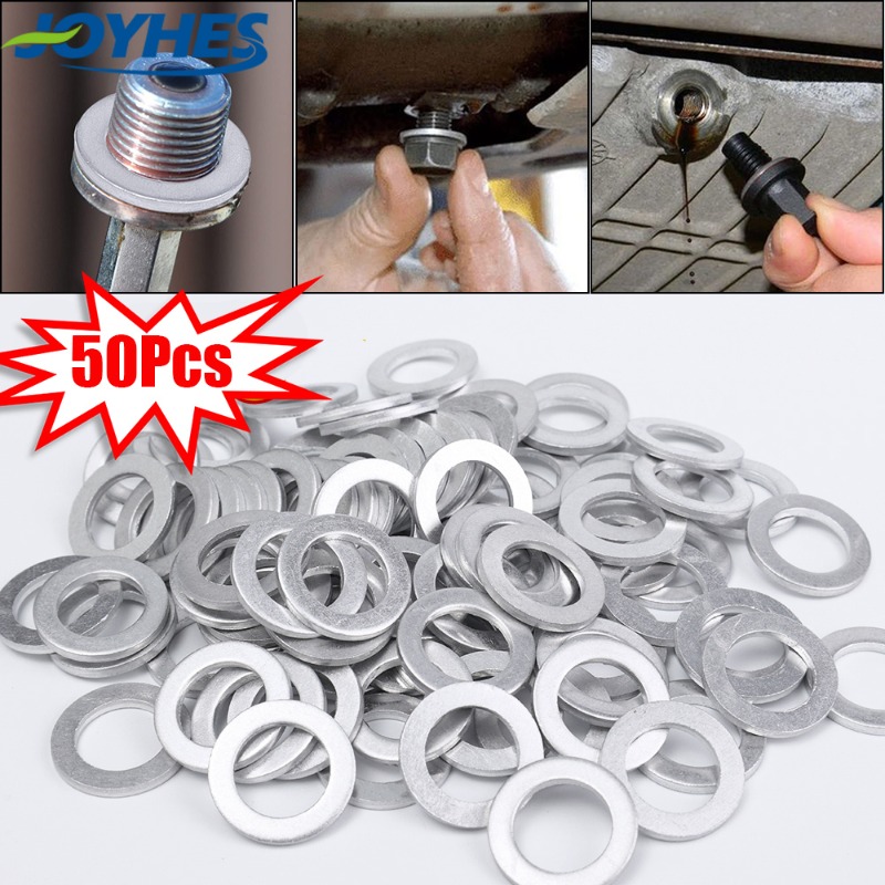 100-Pack 14mm Oil Drain Plug Crush Washers - Aluminum, Fits Honda/Acura (94109-14000)