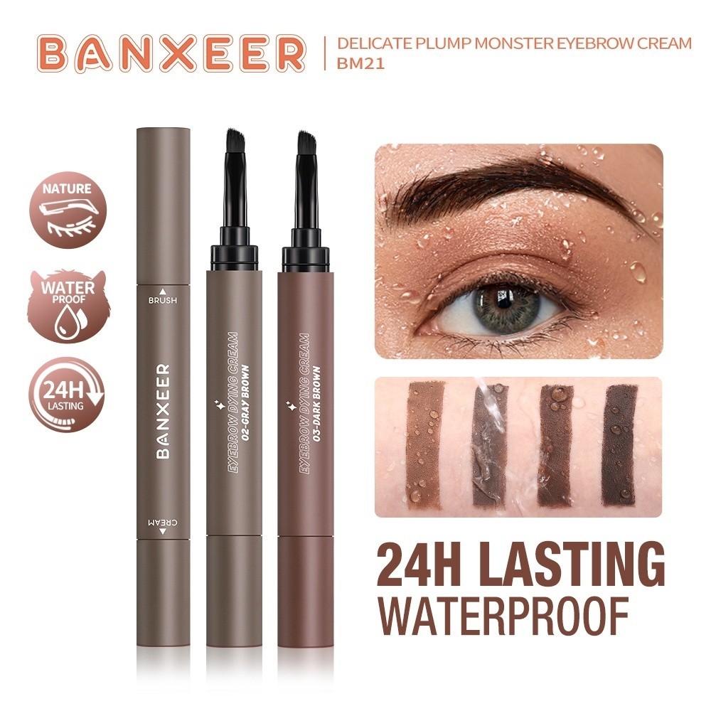 Banxeer 2 trong 1 lông mày không thấm nước Gel 24h lâu dài giữ ẩm mịn màng và dễ tô màu tự nhiên mượt bền lâu trang điểm mắt