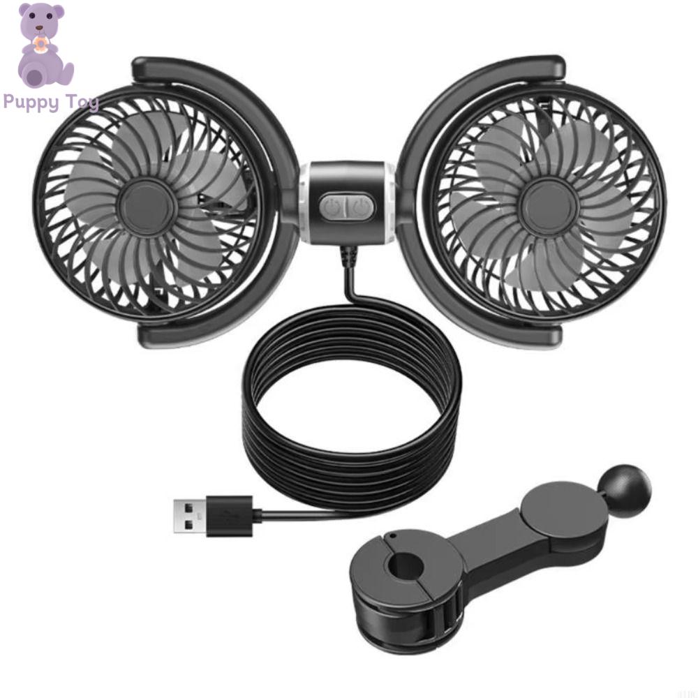 TESDFD Nhiều tốc độ Quạt ghế ô tô Yên tĩnh Xoay 360 ° Quạt điện Di động Đen Quạt xe hai đầu Ổ đĩa dài