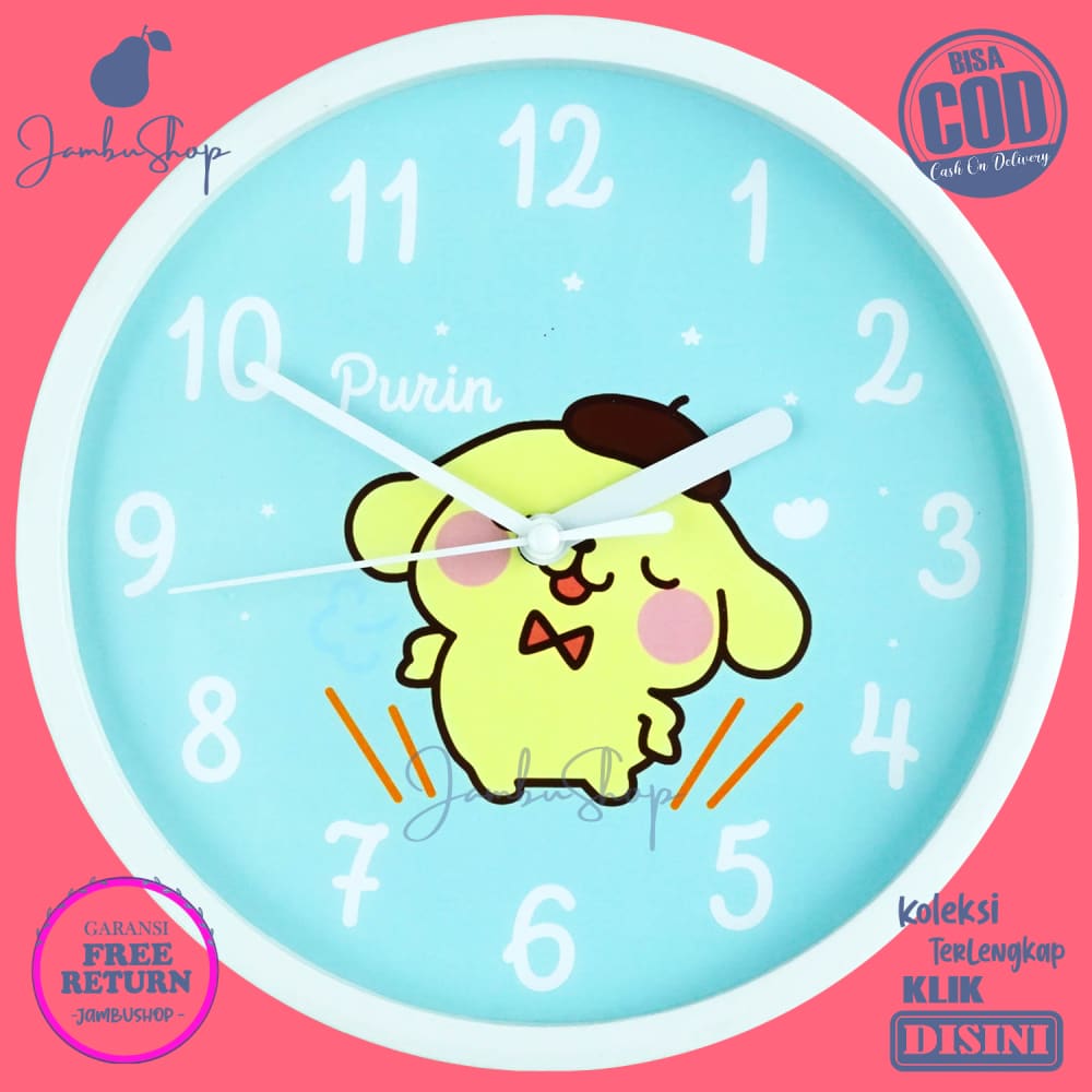 Jam Dinding Quartz Karakteranak Kuromi NN2202-1668 Hiasan Kamar BestSeller Besar