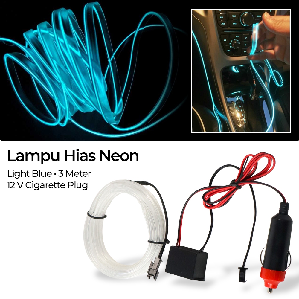 Lampu Hias Mobil Neon Flex Car Interior 3M Cigarette Plug 12V - White/Ligh Blue Harga 27,500 rupiah*Gratis Ongkir