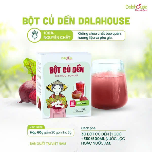 Bột Củ Dền Dalahouse 120g | Bột Củ Dền Sấy Lạnh Nguyên Chất, Dùng Pha Uống, Làm Bánh & Nấu Ăn**