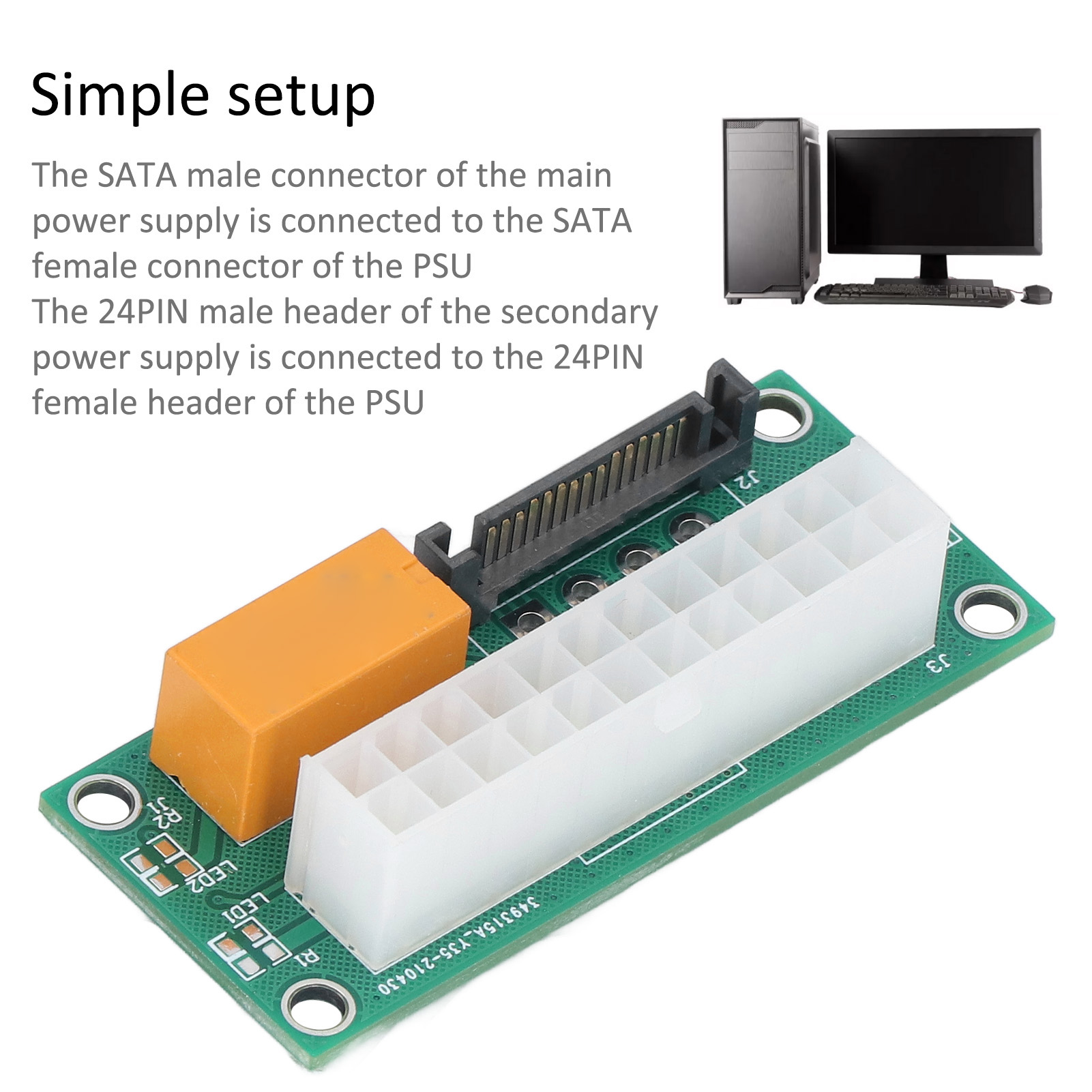 Garosa Bộ chuyển đổi PSU kép Cắm và chạy Hoạt động đơn giản Bảng PC Bộ khởi động đồng bộ nguồn điện kép cho máy khai thác mỏ Giá 127,000 Đồng*Miễn phí vận chuyển