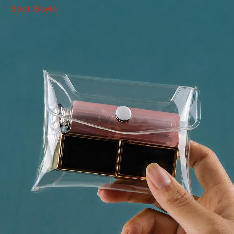 💖Best Buyle PVC trong suốt trang điểm bàn chải lưu trữ túi xách tay mini du lịch nút đồng xu Ví phụ kiện không thấm nước trang điểm bàn chải túi 1PC