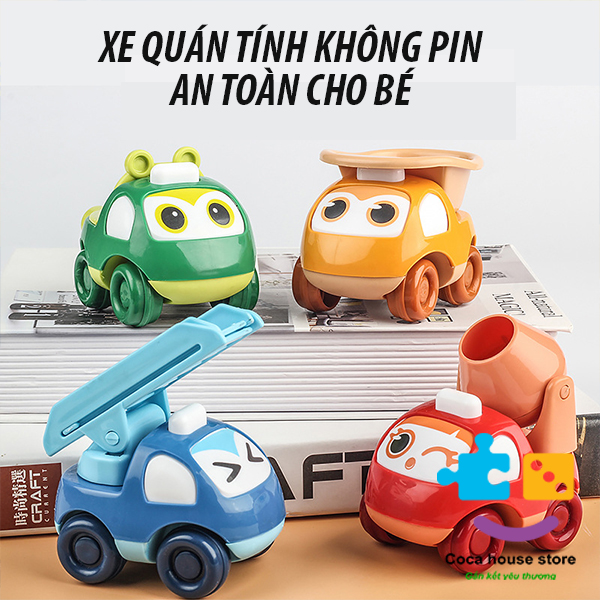 Bộ đồ chơi ô tô quán tính mini hoạt hình mô tả xe công trình, xe kỹ thuật