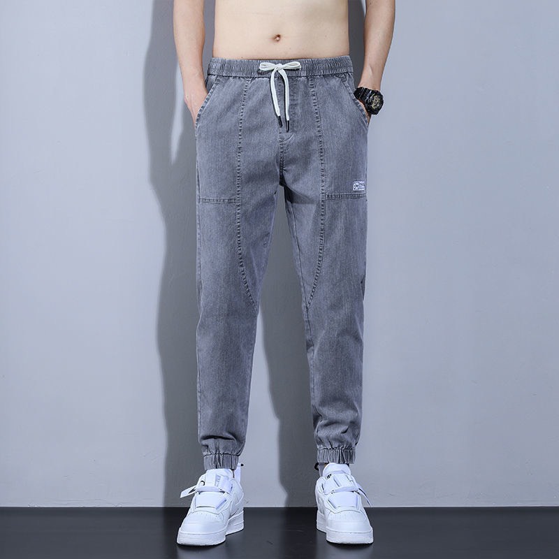 Mã Số QJN 104 Quần Jean Nam màu xánh trơn lưng thun có bo chun chất jeans co giản 4 chiều chuẩn from joker chuẩn size