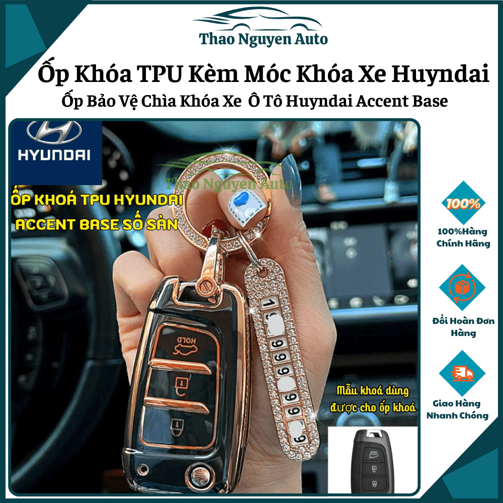 Ốp Khoá TPU Kèm Móc Khoá Xe Ô Tô Hyundai Accent Base Số Sàn [Bản Có Chìa]