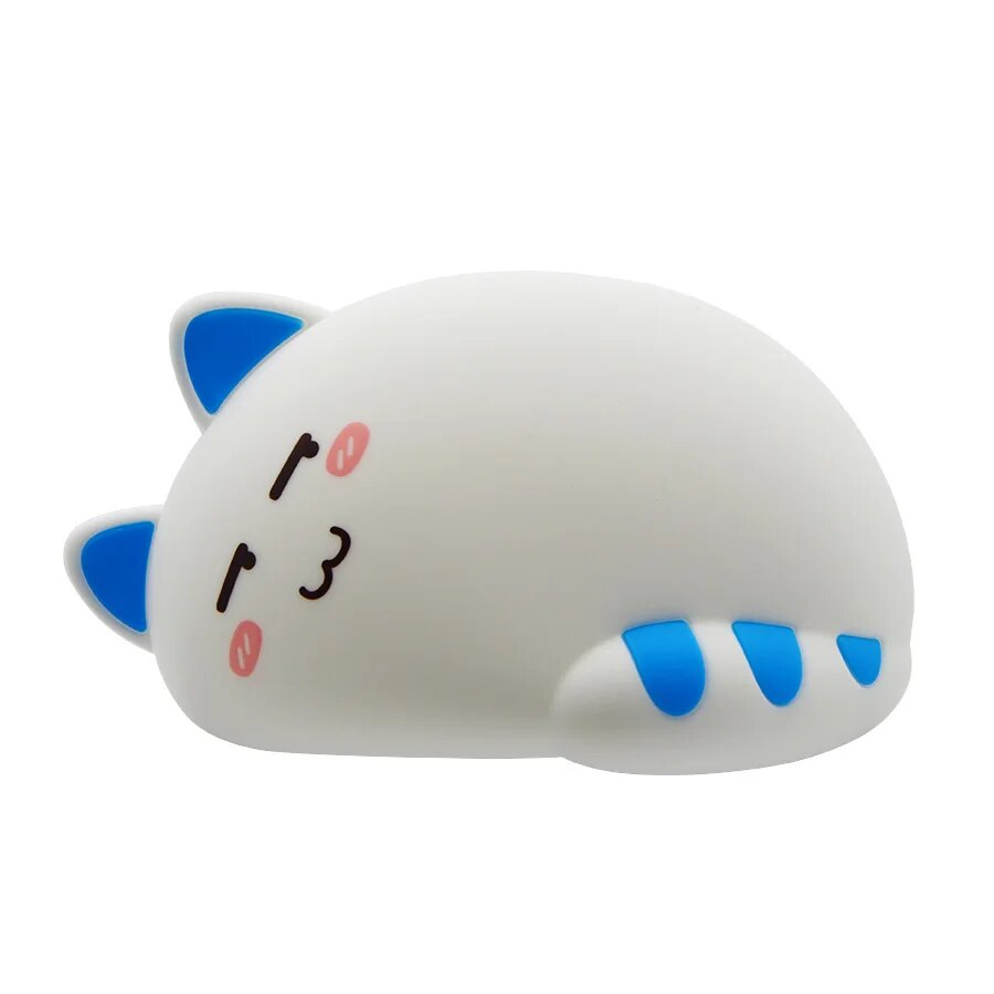 Sleeping Cat Silicone Night Light Soft Touch with Tap Control Remote