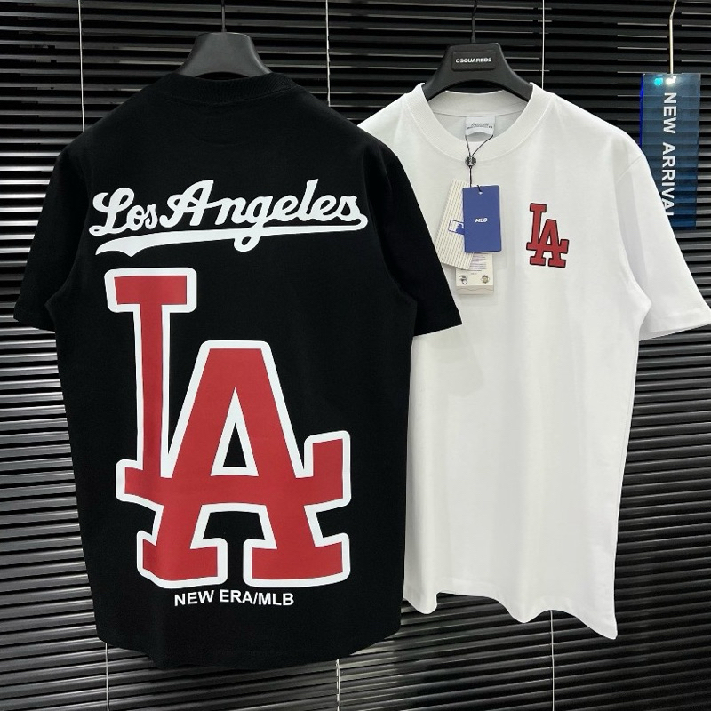 Áo thun nữ form rộng MLB logo LA - Áo phông nữ cổ tròn girl phố cotton khô phong cách streetwear local brand Shiny Sunday MAT 102