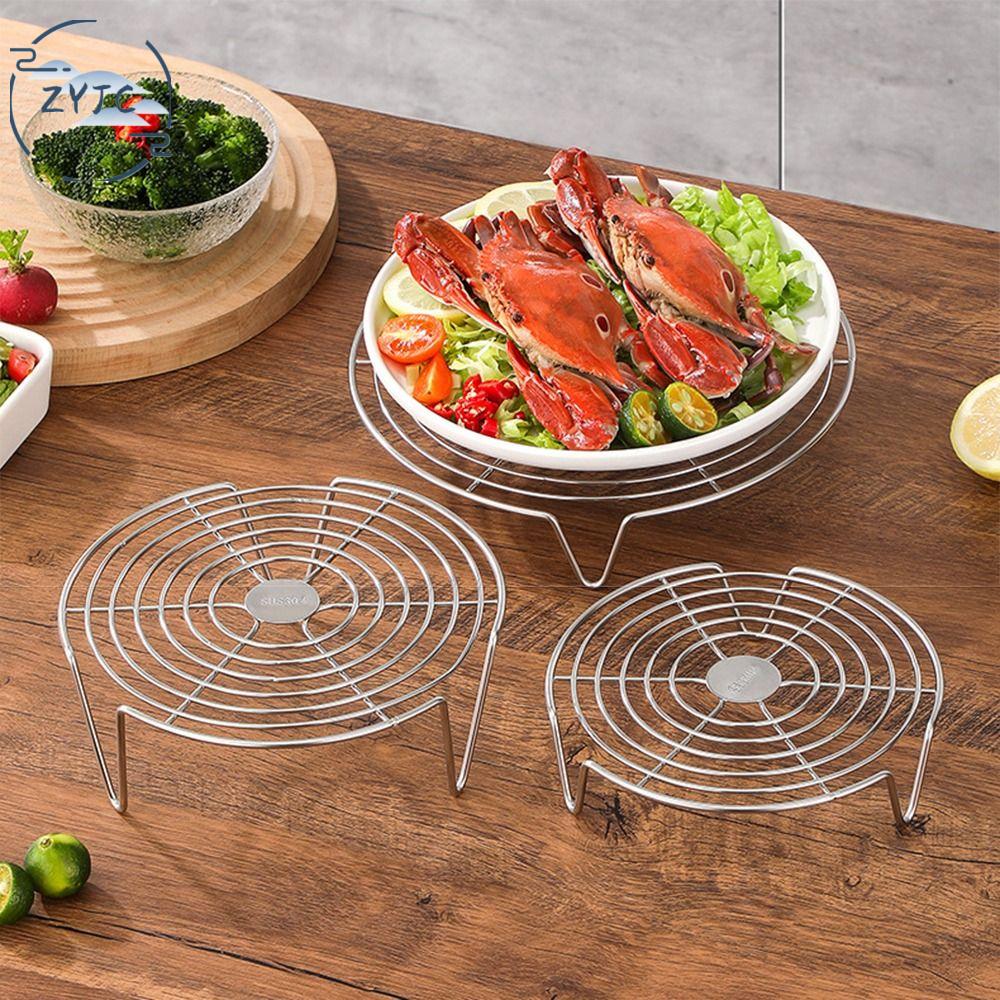 ZYJC SHOP Có thể xếp chồng lên nhau Giá đỡ hấp bằng thép không gỉ Dày hơn Bàn chân cao Kệ hấp thực phẩm Đa chức năng Cấp thực phẩm Khay hấp trứng Hấp bánh bao
