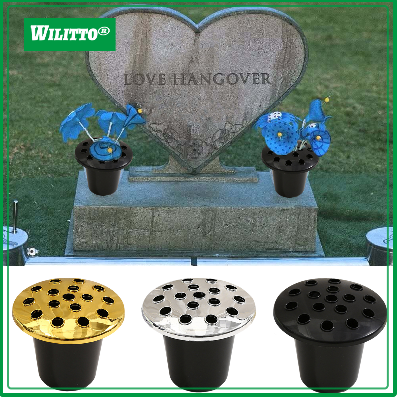 Cemetery Flower Holder with Lid Graveyard Memorial Vase Cemetery Flowerpot for Flower Arrangement Cemetery Decorations ราคา 82 บาท*ส่งฟรี