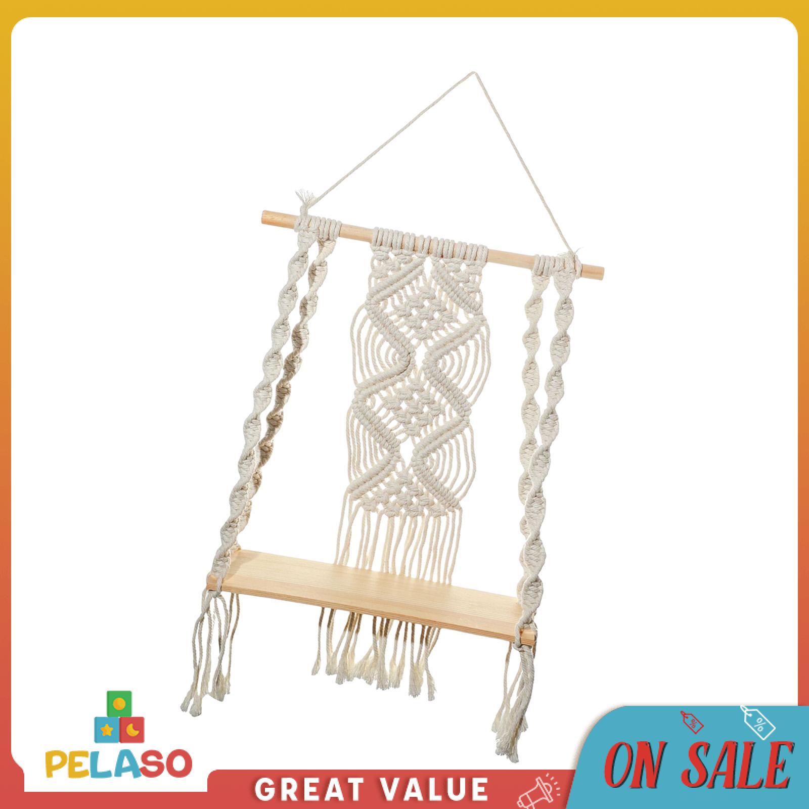 Pelaso macrame treo tường kệ để đồ tranh tường trang trí kệ Kích thước 35cm x 85cm dễ dàng cài đặt linh hoạt tầng đơn