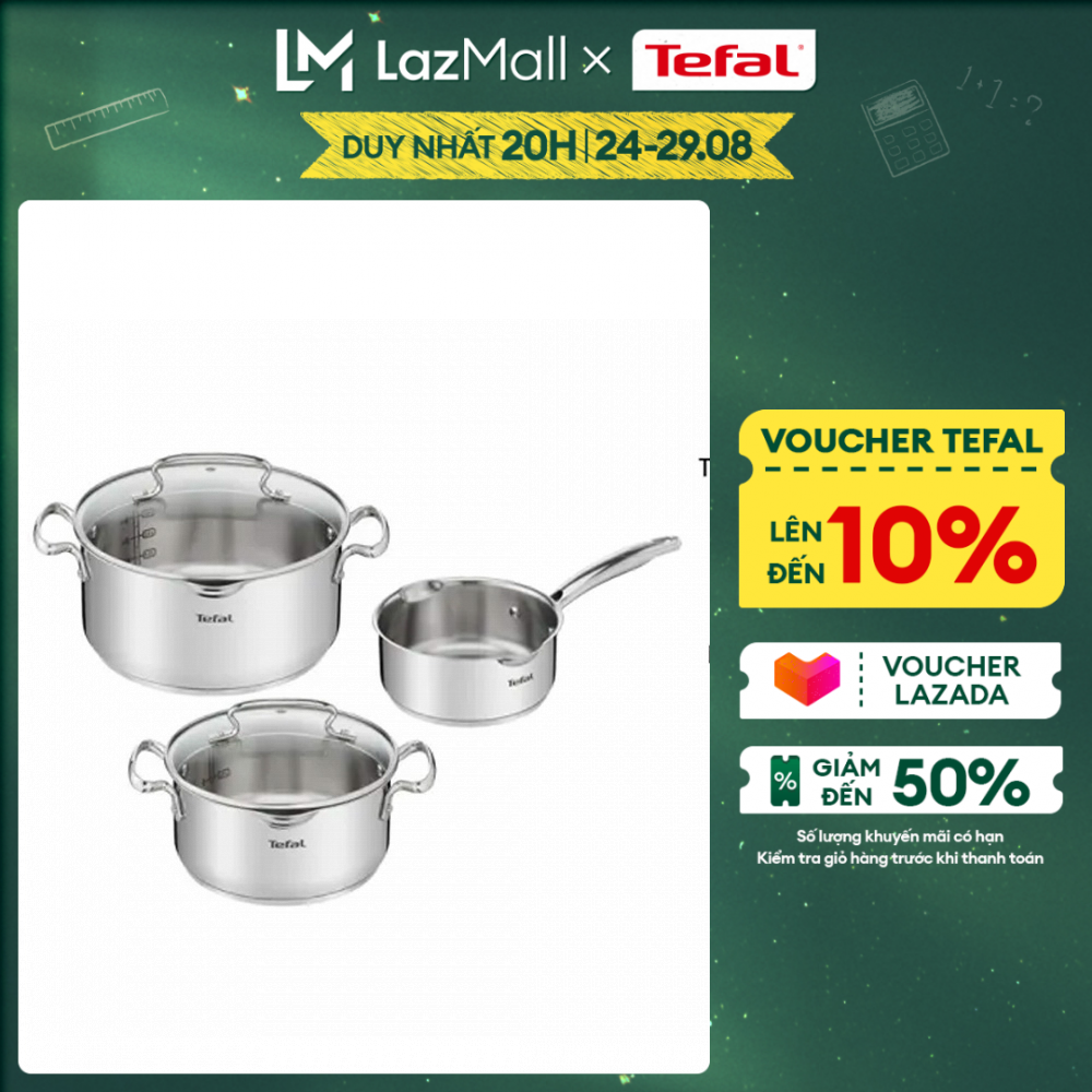 Bộ 3 nồi inox cao cấp Tefal Duetto Plus