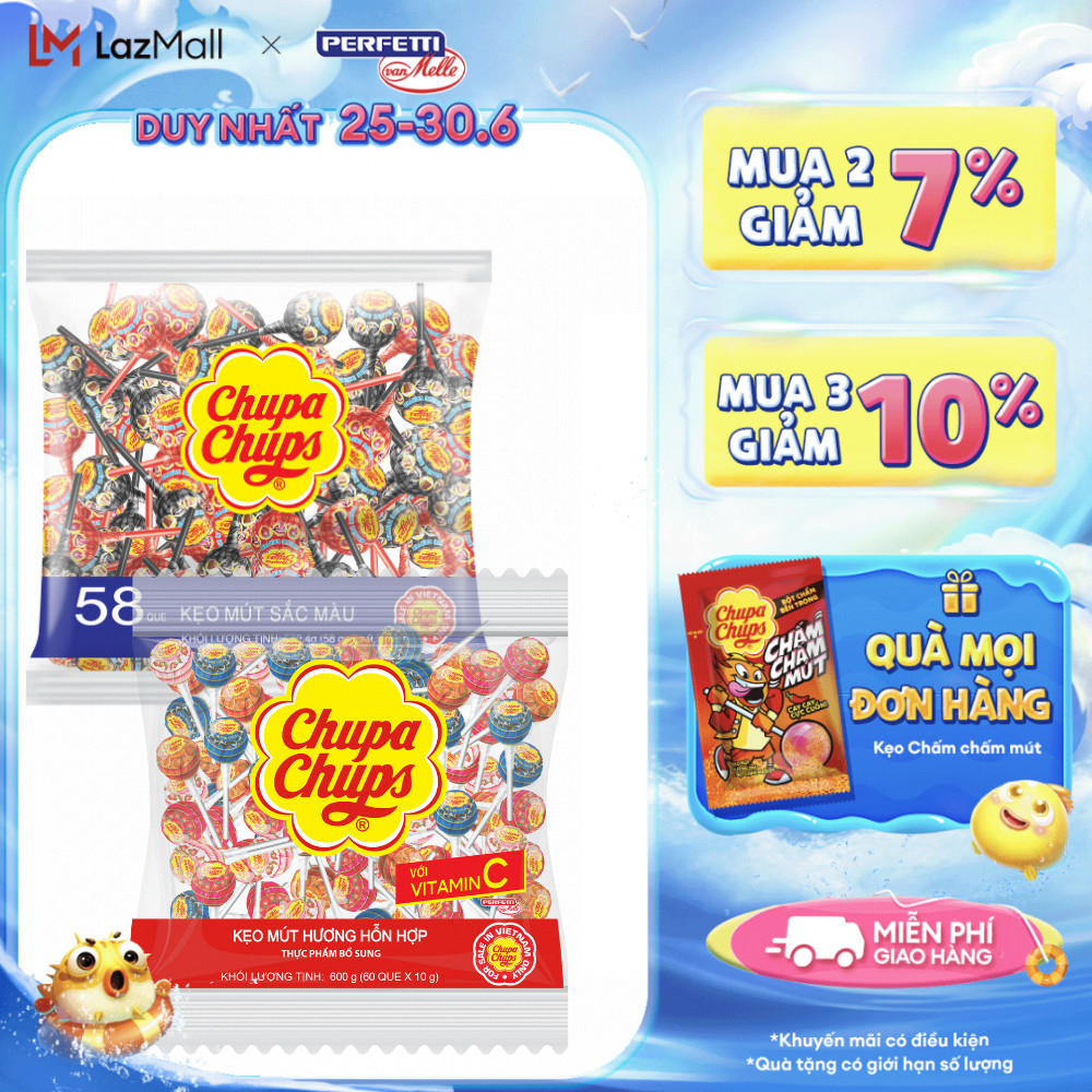 Kẹo mút Chupa Chups Hương Trái Cây Hỗn Hợp (58-60 Que)