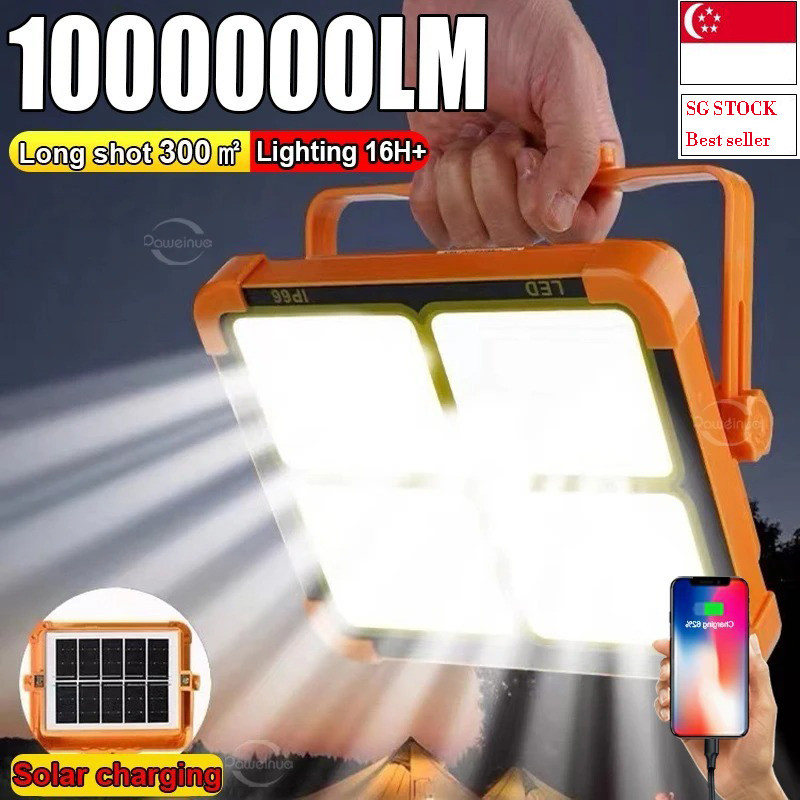 【SG 🚚】NEW 20000mAh Solar Rechargeable Camping Lantern Power Bank LED Tent Light Travel Outdoor Emergency Flashlight