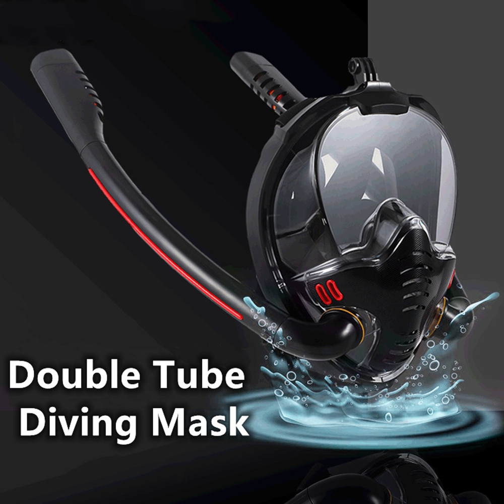 Snorkeling Mask Double Tube Silicone Full Dry Diving Mask Adult Swimming