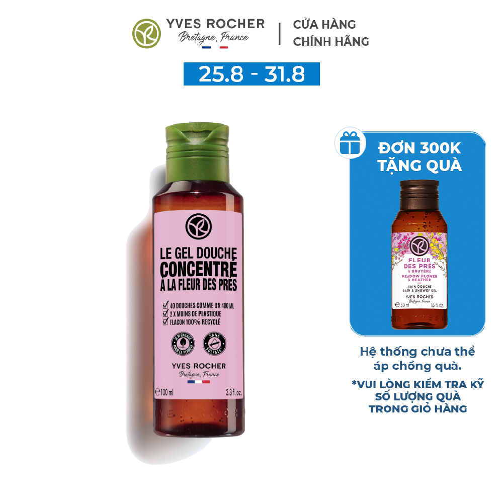 Gel Tắm Cô Đặc Yves Rocher Hương Hoa Cỏ Concentrated Shower Gel Meadow Flower & Heather 100ML