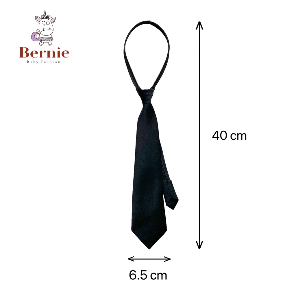 Cà vạt caravat trẻ em bé trai bé gái màu đen BERNIE thắt sẵn tiện lợi cho bé 1 đến đến 20 tuổi
