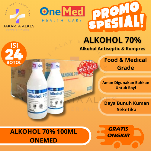 Antiseptic Alcohol Alcohol 70% 100ml Onemed Antiseptic Contents 24 Bottles