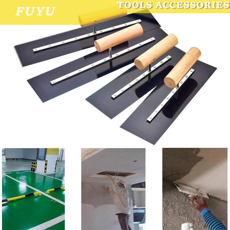 FUYU Phẳng vách thạch cao trowel màu xanh thép trowel với Wenge gỗ xử lý l-shank sàn sơn răng cưa trowel đẩy trowel xi măng tự san lấp mặt bằng hoàn thiện scraper với răng trowel