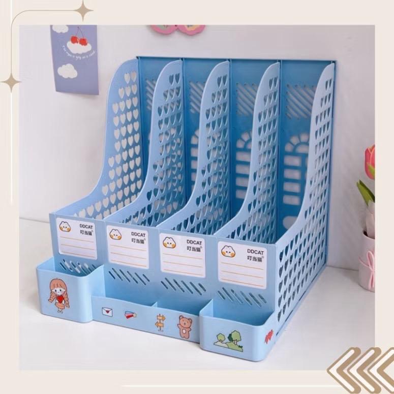￼Kệ Sách 4 Ngăn 2 Tầng Màu Trơn Để Bán HọcĐựng Đồ Trang Trí Decor Bàn Học - Giá Khay Kệ Đựng Եài Liệu Văn Phòng Đựng Bút