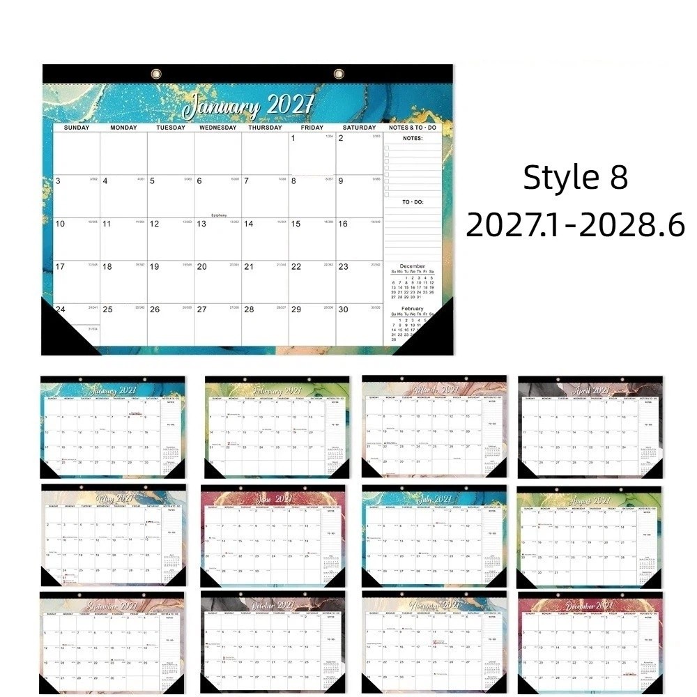 2027 Wall Calendar Creative with Hanging Hole English Calendar Gift To Do List Calendar Planner Home Decoration