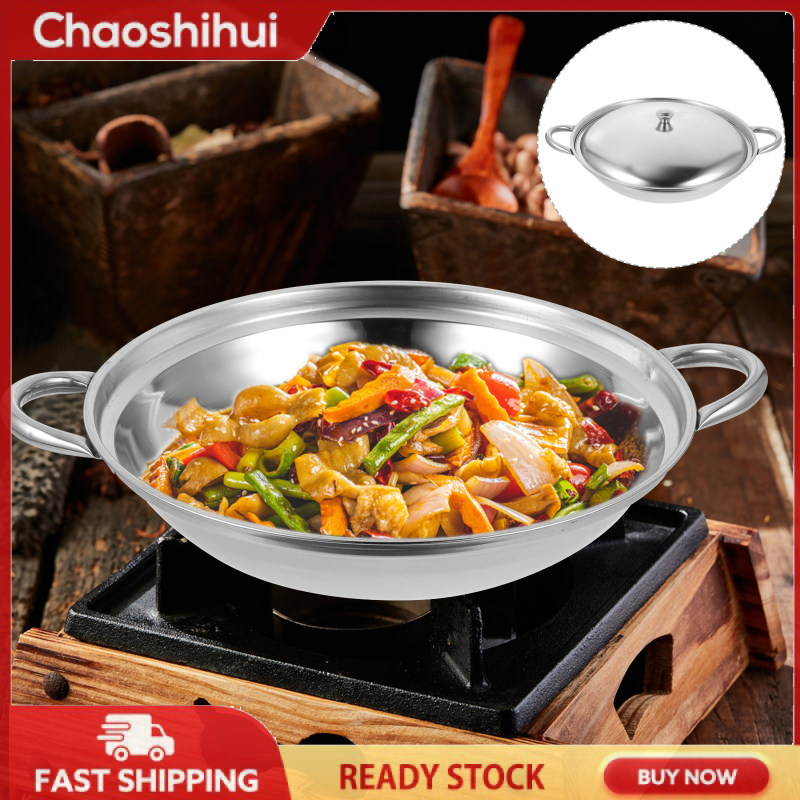 Chaoshihui Dry Boiler Pot Metal Wok Stock Stainless Steel Pans for Cooking Small Pots Non Fry Work Mini