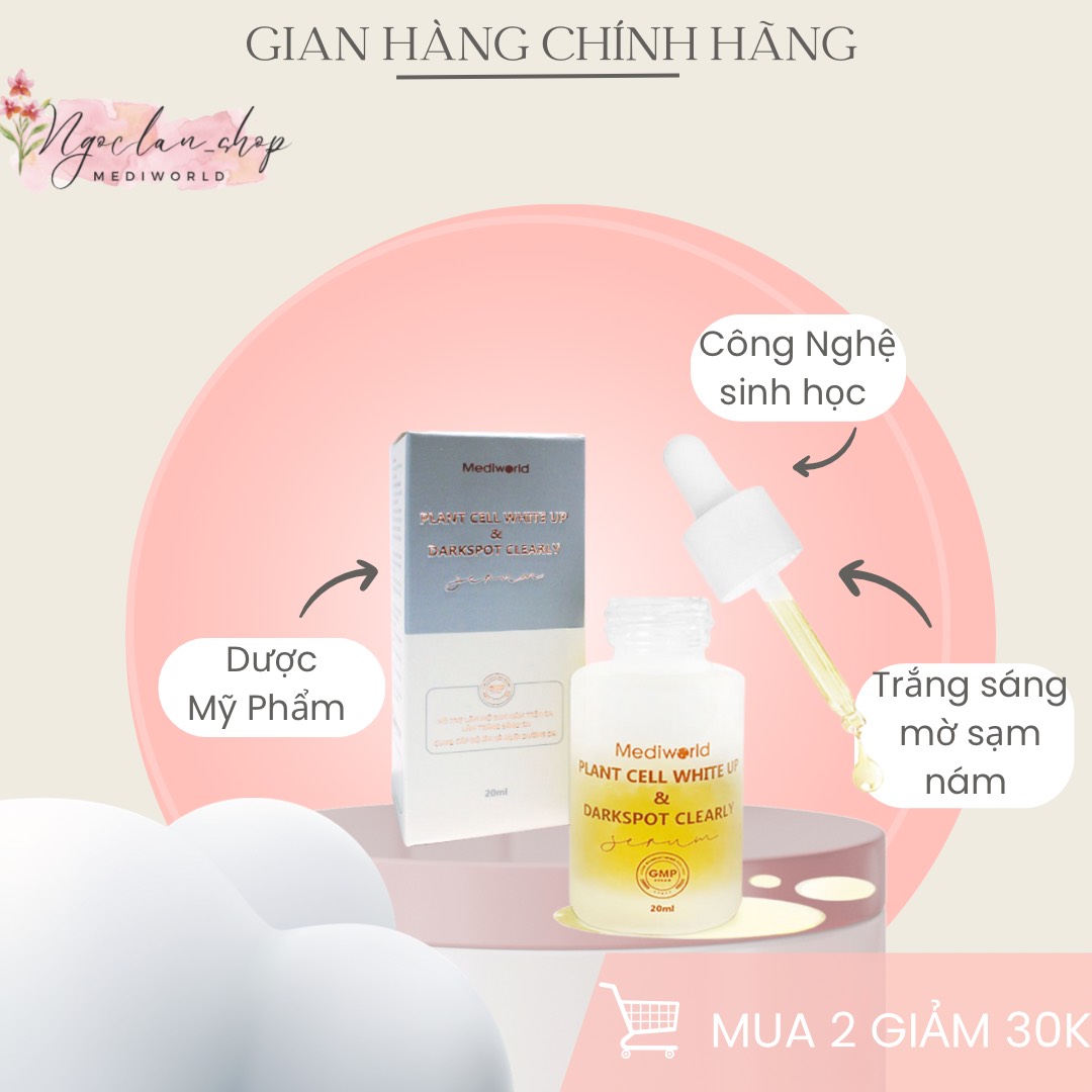 (Sỉ Spa) Tinh chất Hỗ Trợ Trắng Da Mờ Nám, Tàn Nhang Mediworld Plant Cell White Up & Darkspot Clearly