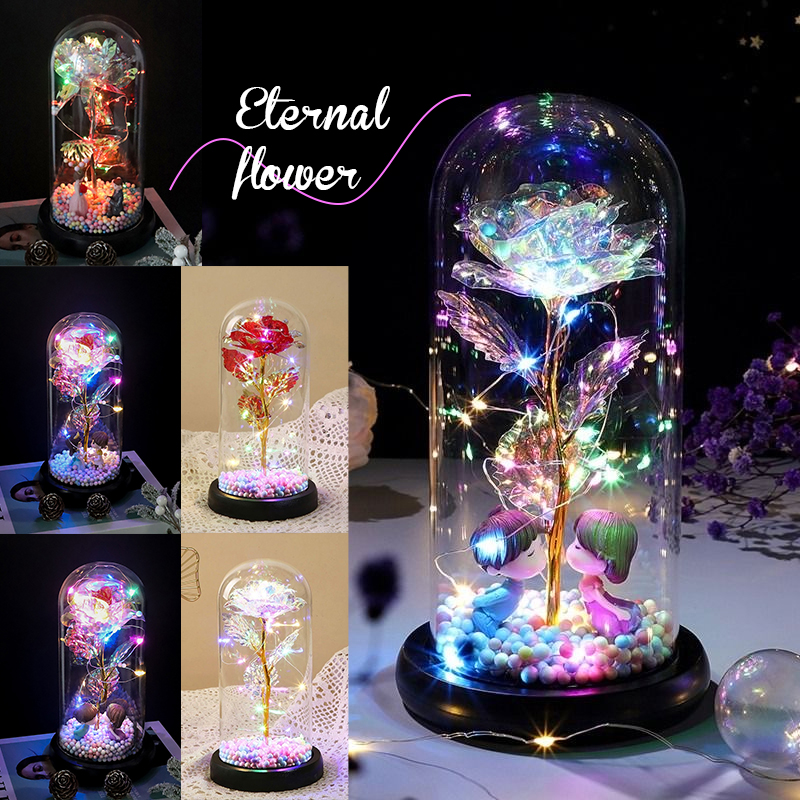 Lampu LED Bunga Mawar Dekorasi Beauty and The Beast Rose Hampers Natal Pajangan Kado Valentine Hiasan