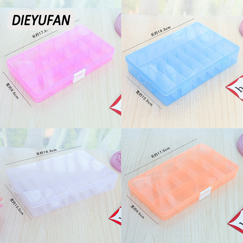 DIEYUFAN กล่องเครื่องประดับพลาสติกใส24ช่องพร้อมช่องสะดวก ราคา 11 บาท*ส่งฟรี