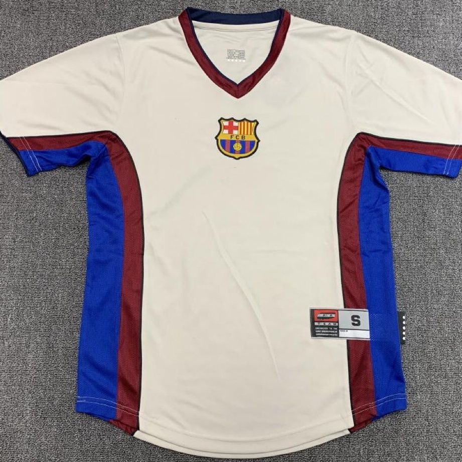 NEW American 98~99 Barcelona Away Retro Football Short Sleeve Loose Jersey Custom Barcelona V-neck U