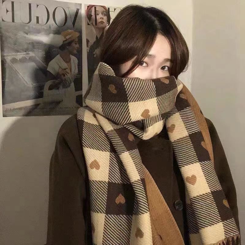 Khăn choàng cổ hoạ tiết 2 mặt chất dạ cashmere siêu ấm dài 190cm - Khăn quàng cổ mùa đông phong cách hàn quốc