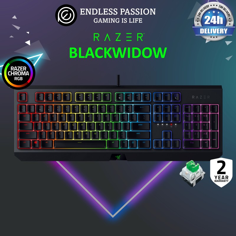 Razer BlackWidow Mechanical Gaming Keyboard: Green Mechanical Switches - Tactile & Clicky - Chroma RGB Lighting - Anti-Ghosting - Programmable Macro Functionality Singapore