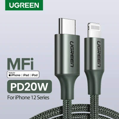 UGREEN MFI PD 36W Charger USB C to Lightning Cable Type-C to iPhone Lightning Cable Fast Charger Data Sync Compatible for iPhone 12/11 Pro 11 X XS XR XS Max 8, iPad Pro 10.5 /12.9 Nylon Braided