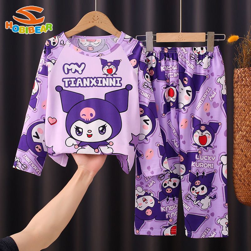 HOBIBEAR Children's pajamas Girls' long-sleeved pajamas Boys' homewear Kuromi pajamas Air Conditioning Thin cartoon pajamas soft and comfortable - ยี่ห้อ HOBIBEAR ราคา 109 บาท*ส่งฟรี