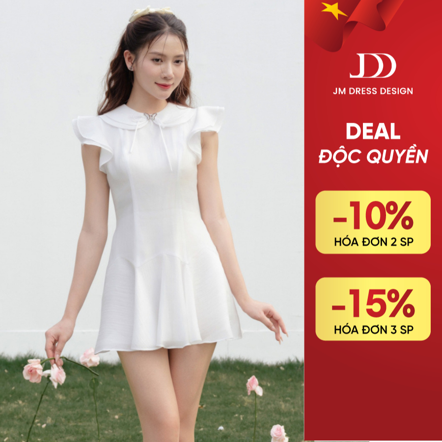 Đầm chân đổ tay bèo cổ sen 2 tầng JM Dress Design 1S22.2405OG