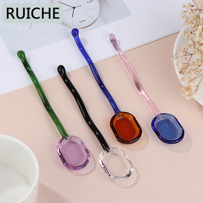 RUICHE Jcsyfac 1 Creative Glass Spoon Milk CLEAR Color Coffee dessert stir splint Long Handle spint KITCHEN New eating Kit ราคา 33 บาท*ส่งฟรี