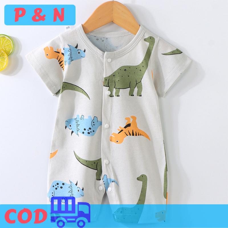 P&N Trẻ sơ sinh bé gái dễ thương phim hoạt hình ngắn tay Jumpsuit mỏng thoải mái Rompers bé mùa hè phù hợp với quần áo